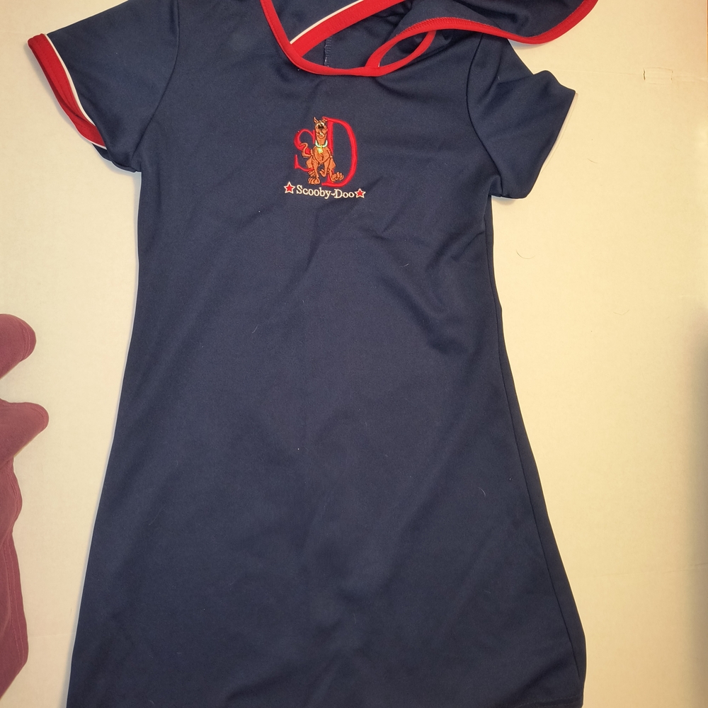 Vintage Girls 10/12 Scooby-Doo Navy Dress with Red Trim
